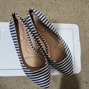 Lane Bryant Nine West Navy Striped Women's Flats Size 9W